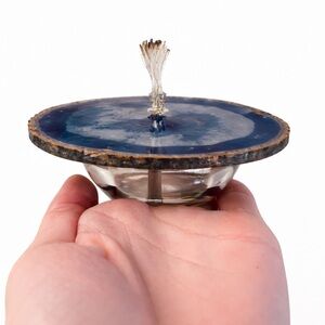 Y2K Blue Agate Slice Decor Set – Wind Chime & Oil Burner